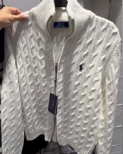 Polo soft knitted sweaters with double zipper 4087