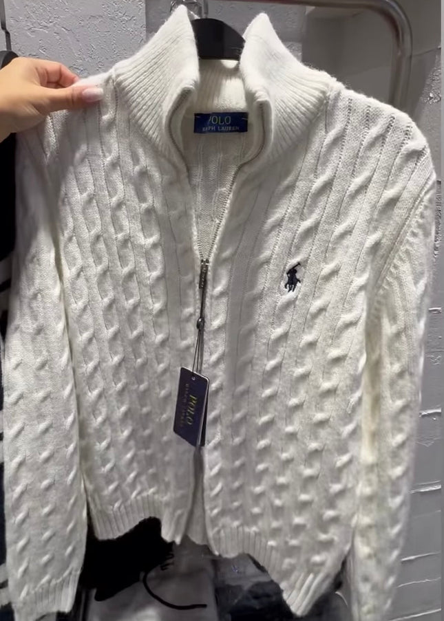Polo soft knitted sweaters with double zipper 4087