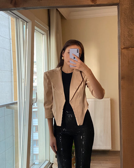 SATIN PADDED SHOULDERS JACKET