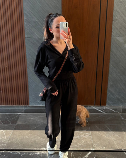 2 piece hooded cotton set elastic waisted 4072