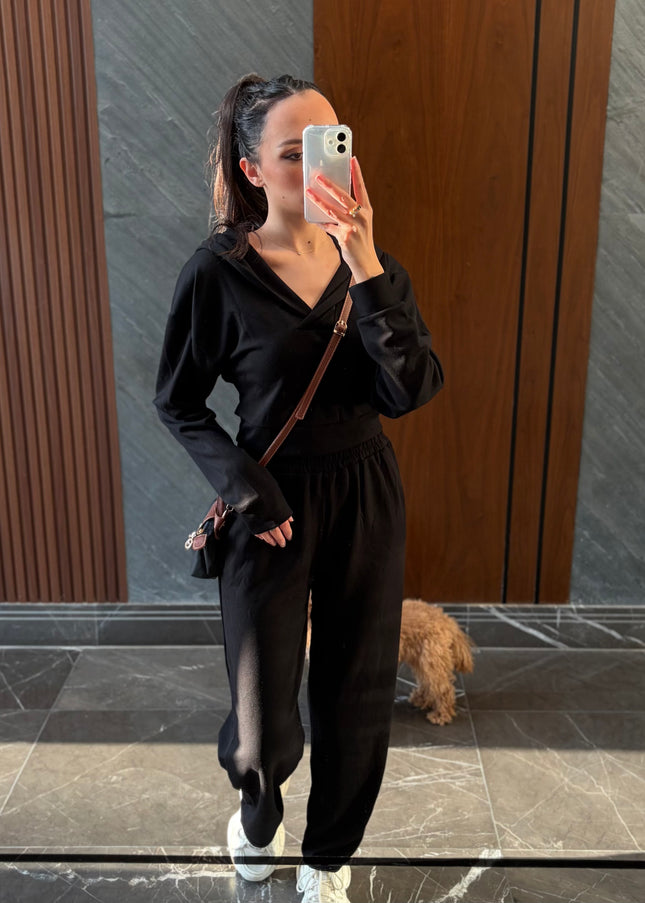 2 piece hooded cotton set elastic waisted 4072