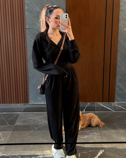 2 piece hooded cotton set elastic waisted 4072