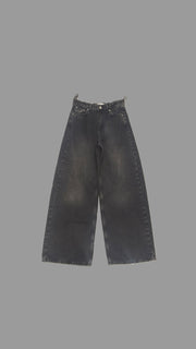 Black washed out mid rise baggy jeans 4047