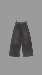 Black washed out mid rise baggy jeans 4047