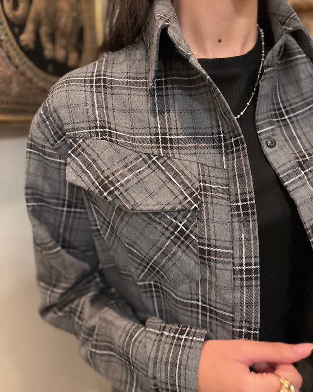 Gray winter flannel shirt 4054