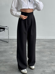 High waisted wide leg sticker detailed pants 3085