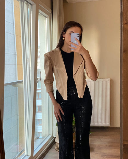 SATIN PADDED SHOULDERS JACKET