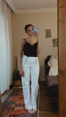 Straight leg high waisted lycra jeans 3082
