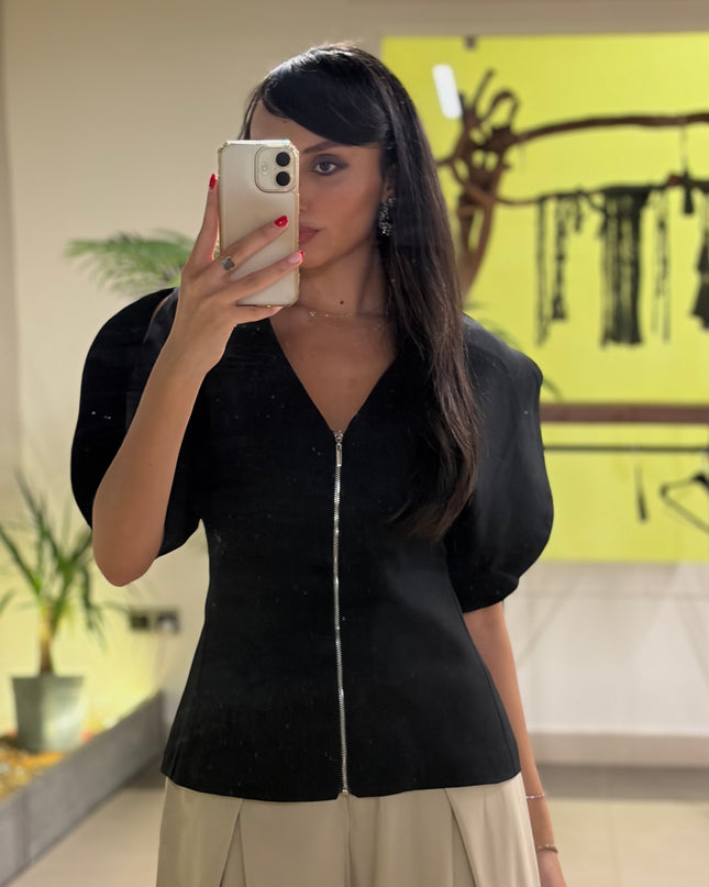 Double crepe zippered top 4082