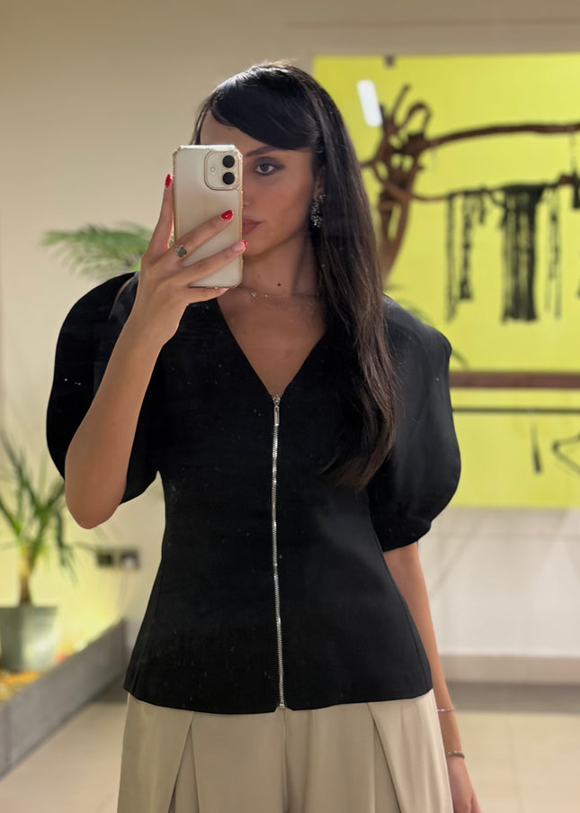 Double crepe zippered top 4082