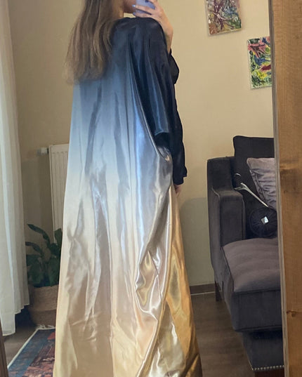 Ombre straight satin oversized open abaya 3083