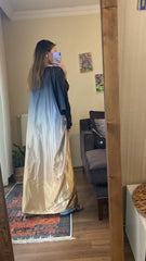 Ombre straight satin oversized open abaya 3083