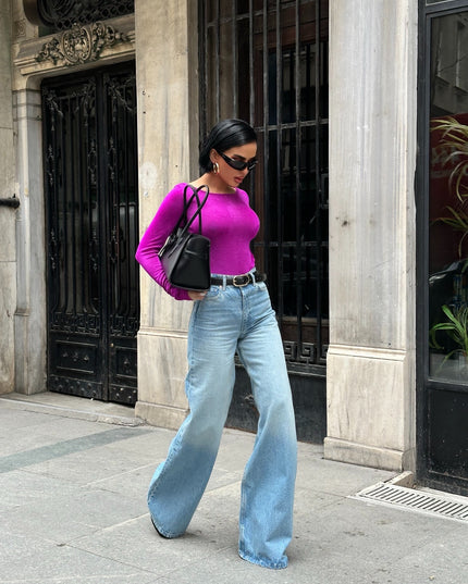 Light blue high waisted wide leg jeans 4074