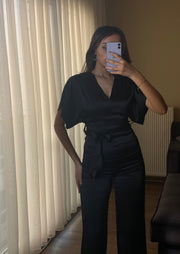 Belted silk jumpsuit