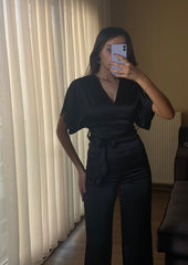 Belted silk jumpsuit