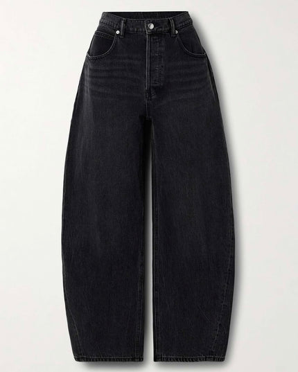 High waisted black barrel jeans 4086