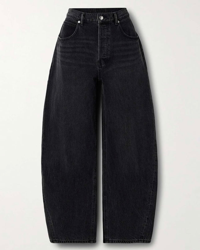 High waisted black barrel jeans 4086