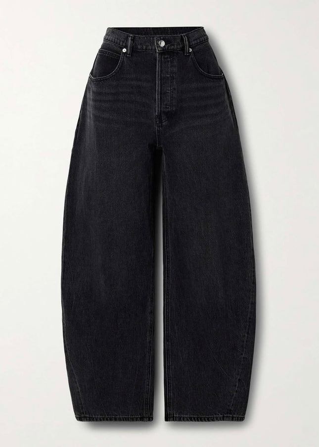High waisted black barrel jeans 4086