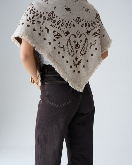 Cashmere-feel embroidered scarf 4061