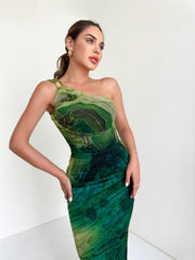 One shoulder midi dress 3002