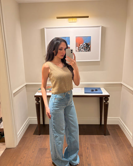 Light blue high waisted wide leg jeans 4074