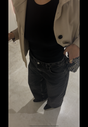 Black washed out mid rise baggy jeans 4047