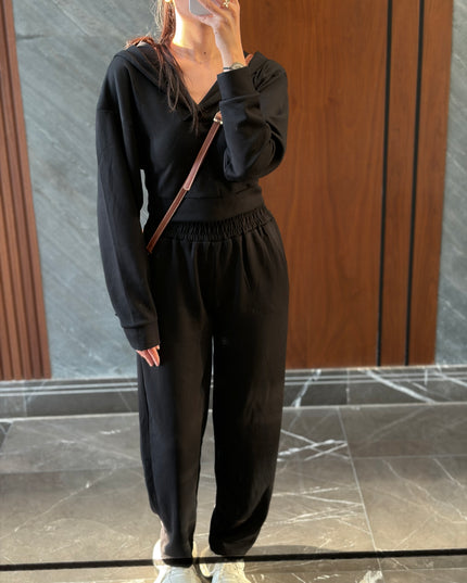 2 piece hooded cotton set elastic waisted 4072