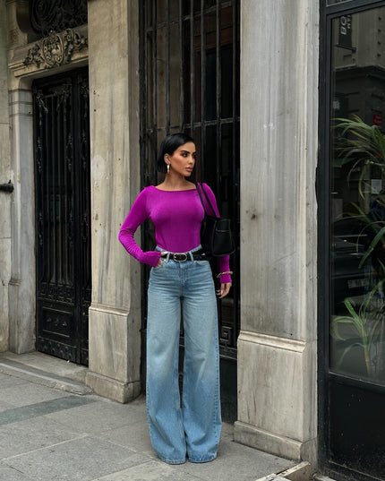Light blue high waisted wide leg jeans 4074