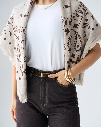 Cashmere-feel embroidered scarf 4061