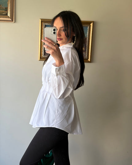 Waist detailed poplin shirts 4076