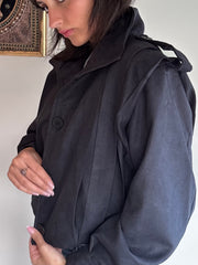 High neck detailed crop trench coat 4048