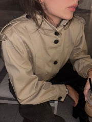 High neck detailed crop trench coat 4048