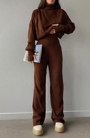 Turtleneck high waisted pants lounge set 3040