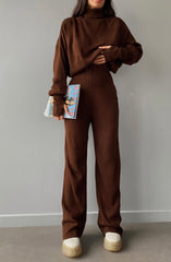 Turtleneck high waisted pants lounge set 3040