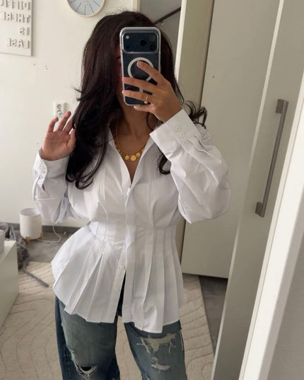 Waist detailed poplin shirts 4076