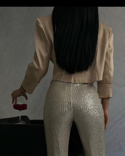 SATIN PADDED SHOULDERS JACKET
