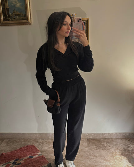 2 piece hooded cotton set elastic waisted 4072