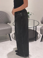 Black washed out mid rise baggy jeans 4047