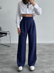 High waisted wide leg sticker detailed pants 3085