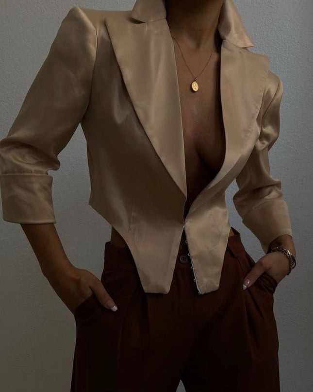 SATIN PADDED SHOULDERS JACKET