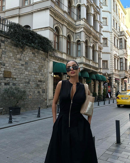 Full neck zippered maxi dress 3094