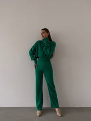 Turtleneck high waisted pants lounge set 3040