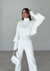 Turtleneck high waisted pants lounge set 3040