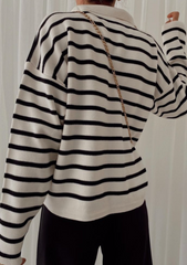 Polo neck pinstriped winter sweater 3074