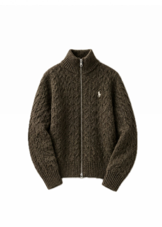 Polo soft knitted sweaters with double zipper 4087