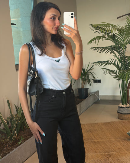 HIGH WAISTED STRAIGHT LEG JEANS BLACK 4064