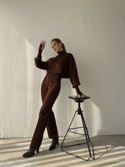 Turtleneck high waisted pants lounge set 3040