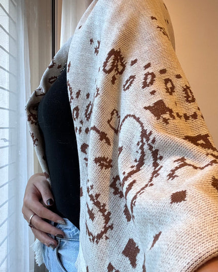 Cashmere-feel embroidered scarf 4061