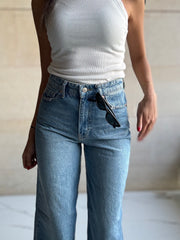 High waisted wide leg jeans light blue 4046