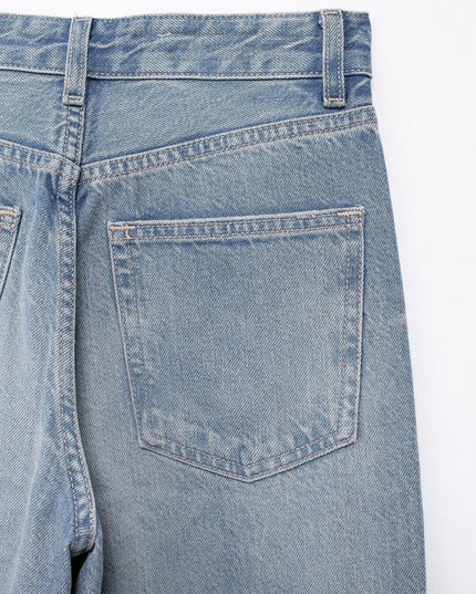 High waisted straight jeans light blue 4073